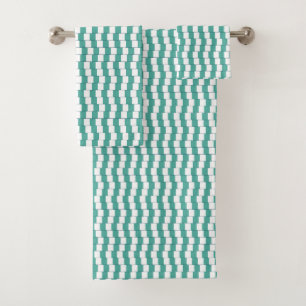 Confusing lines turquoise bath towel set