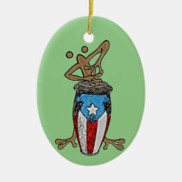 Conga Coqui Taino  Ceramic Tree Decoration