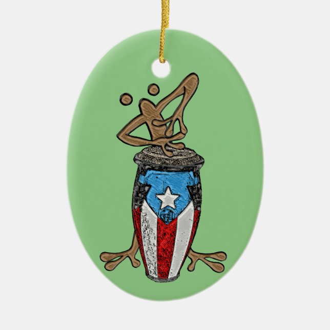 Conga Coqui Taino  Ceramic Tree Decoration (Front)