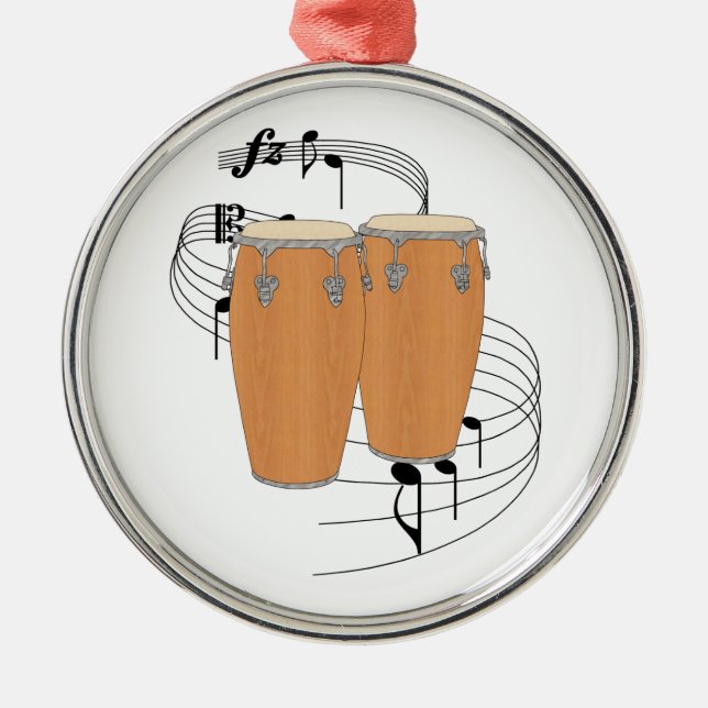 Conga Drums Metal Tree Decoration (Front)