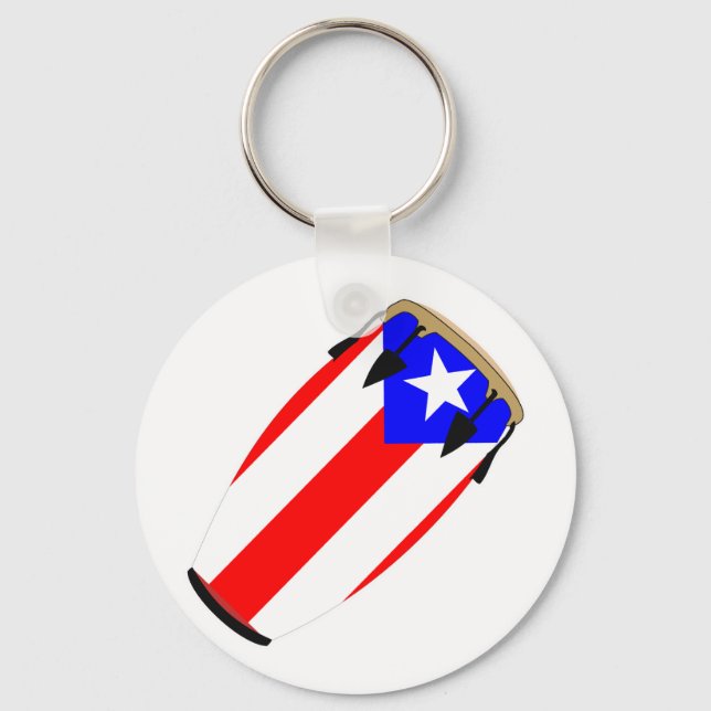 Conga Flag Puerto Rico Key Ring (Front)