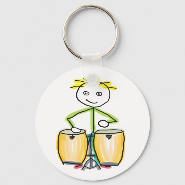Conga Playing Stickman Key Ring (Front)