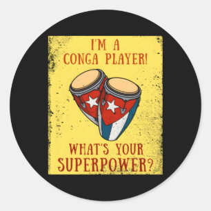 Conga Tumbadora Cuban Drums Conguero Drummer Timba Classic Round Sticker
