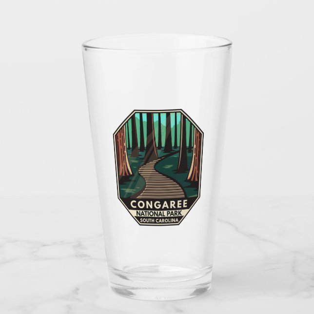 Congaree National Park Retro Emblem Glass (Front)