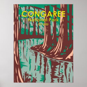 Congaree National Park South Carolina Vintage Post Poster