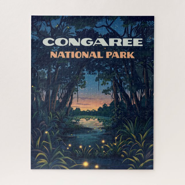 Congaree National Park Swamp South Carolina Retro Jigsaw Puzzle (Vertical)