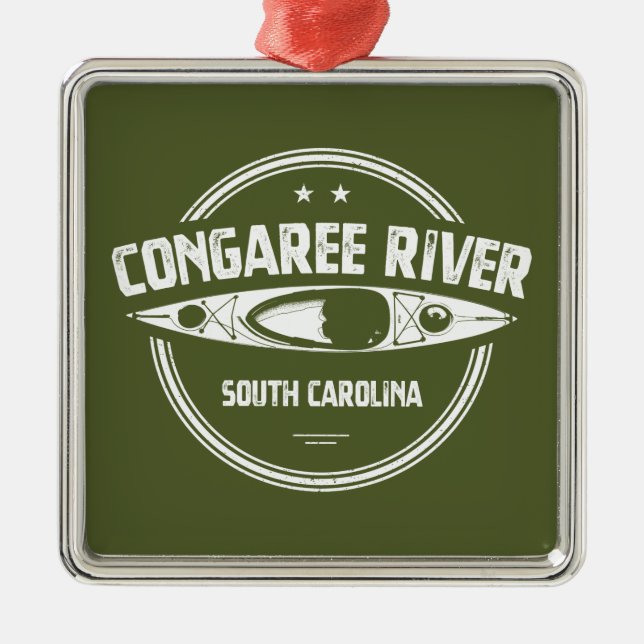 Congaree River South Carolina Kayaking Metal Tree Decoration (Front)