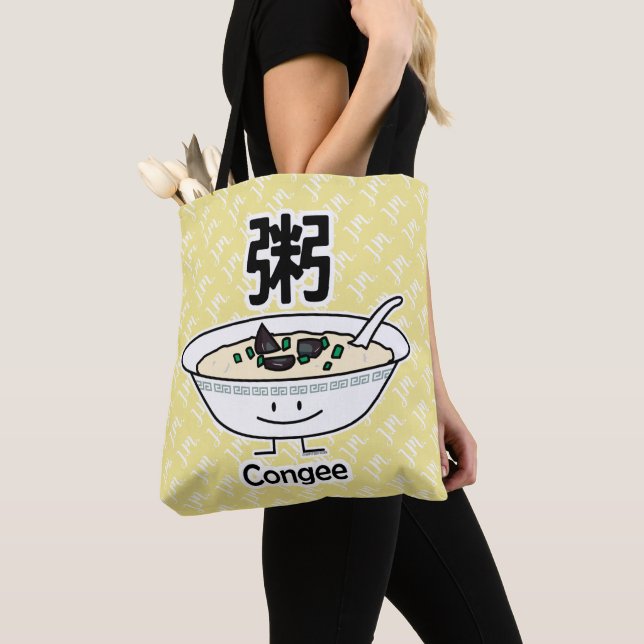 Congee Jook Rice porridge gruel bowl Chinese break Tote Bag (Close Up)