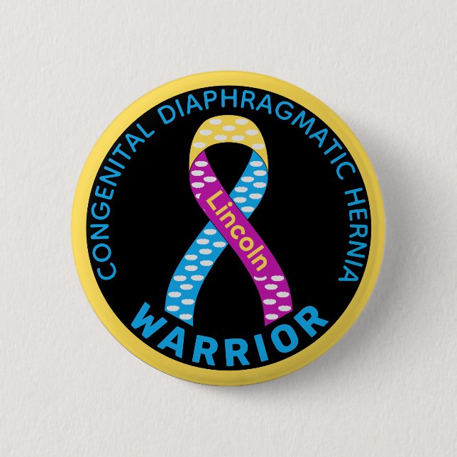Congenital Diaphragmatic Hernia Warrior Black 6 Cm Round Badge (Front)