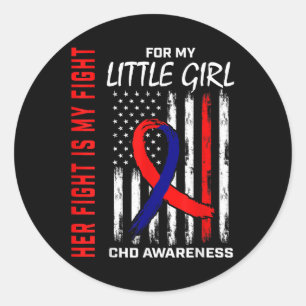 Congenital Heart Chd Awareness Little Girl Daughte Classic Round Sticker