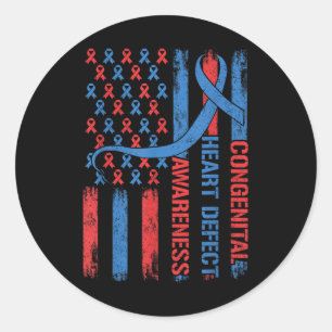 Congenital Heart Defect Awareness Month American F Classic Round Sticker