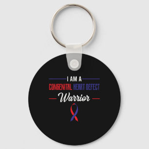 Congenital Heart Defect Warrior Blue And Red Ribbo Key Ring