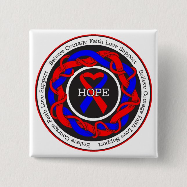 Congenital Heart Defects Hope Intertwined Ribbon 15 Cm Square Badge (Front)