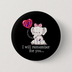 Congenital Heart Disease Awareness Elephant  6 Cm Round Badge
