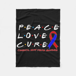 Congenital Heart Disease Awareness Peace Love Cure Fleece Blanket