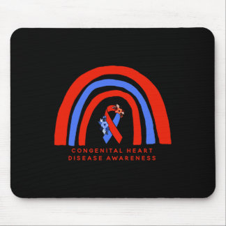 Congenital Heart Disease Awareness Red Blue Ribbon Mouse Pad
