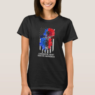 Congenital Heart Disease Awareness US Flag Faith C T-Shirt