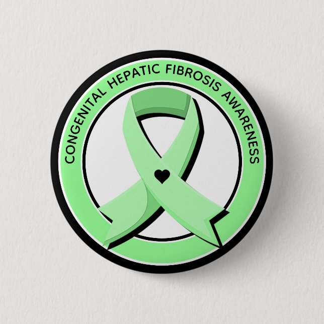Congenital Hepatic Fibrosis Awareness Heart 6 Cm Round Badge (Front)