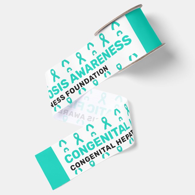Congenital Hepatic Fibrosis Awareness Pattern Grosgrain Ribbon (Front+Back)