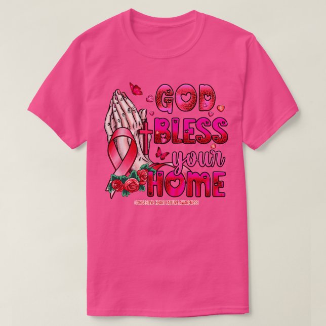 Congestive Heart Failure Awareness god bless faith T-Shirt (Design Front)
