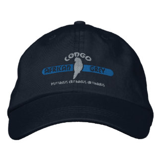 Congo African Grey Parrot Blue Embroidered Hat