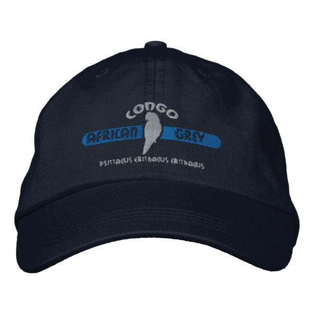 Congo African Grey Parrot Blue Embroidered Hat (Front)