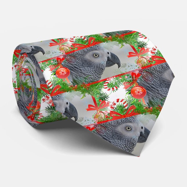 Congo African Grey Parrot Christmas Tie (Rolled)