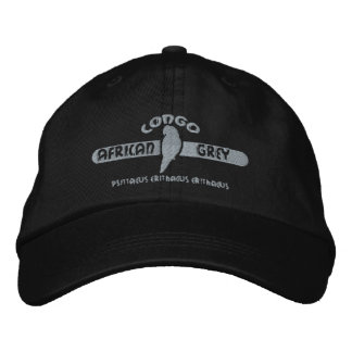 Congo African Grey Parrot Dark Embroidered Hat