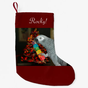 Congo African Grey Parrot Merry Christmas Tree Small Christmas Stocking