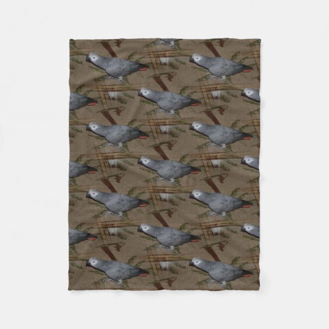 Congo African Grey Parrot on Floor Fleece Blanket (Front)