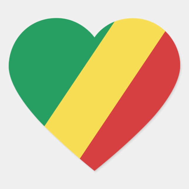 Congo-Brazzaville Flag Heart Sticker (Front)