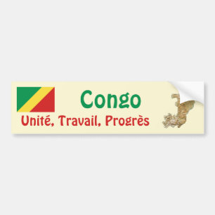 Congo-Brazzaville Flag + Map Bumper Sticker