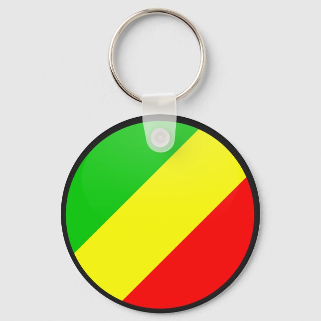 Congo Brazzaville quality Flag Circle Key Ring (Front)