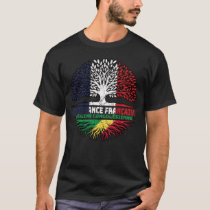 Congo Congolese French France Tree Roots Flag T-Shirt
