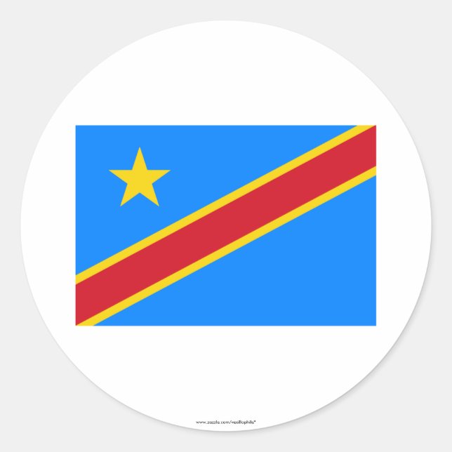 Congo Democratic Republic Flag Classic Round Sticker (Front)