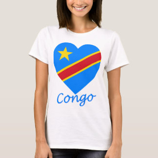 Congo Democratic Republic Flag Heart T-Shirt