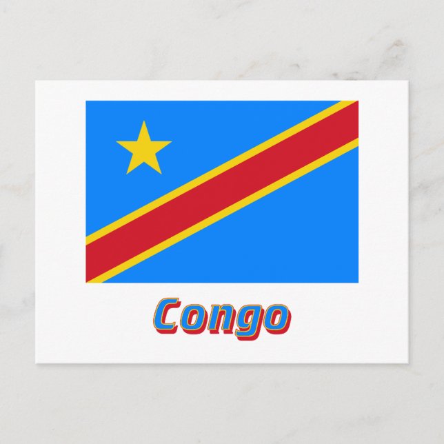 Congo Democratic Republic Flag with Name Postcard (Front)