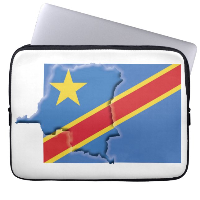 CONGO DRC Flag Map Patriotic Computer Laptop Sleeve (Front)