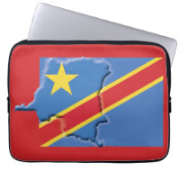 CONGO DRC Flag Map Patriotic Computer RED