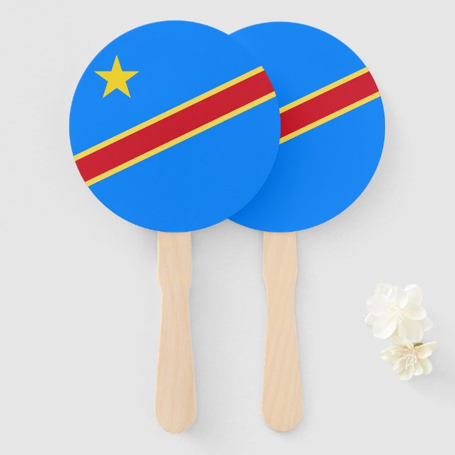 Congo flag hand fan (Front and Back)