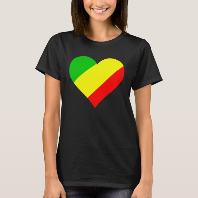 Congo Flag Heart Congo  Love Congo T-Shirt (Front)