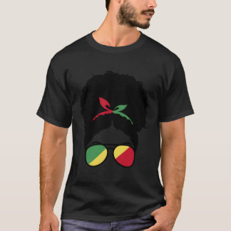 Congo Flag Proud Congolese Afro Hair Congo Roots T-Shirt