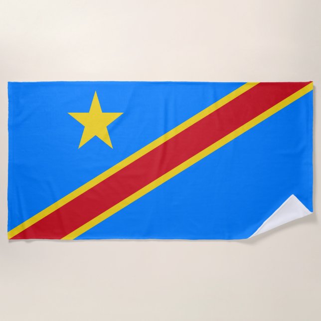 Congo Kinshasa Flag Beach Towel (Front)