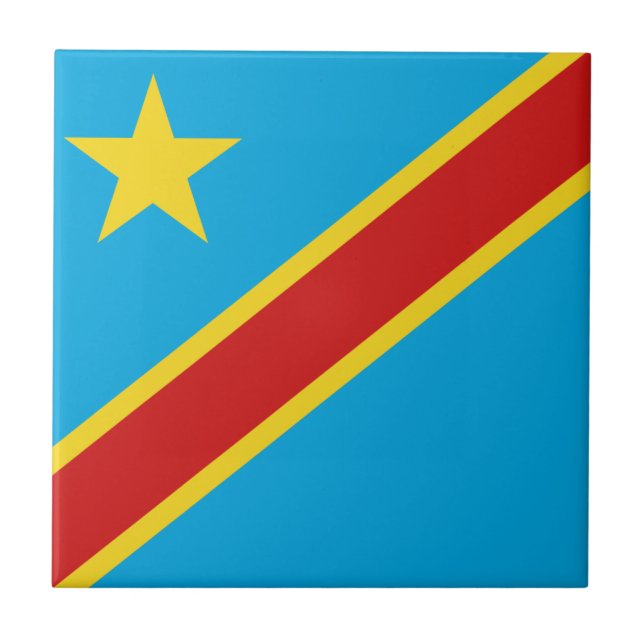 Congo-Kinshasa Flag Ceramic Tile (Front)