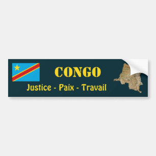 Congo-Kinshasa Flag + Map Bumper Sticker