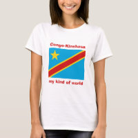 Congo-Kinshasa Flag + Map + Text T-Shirt