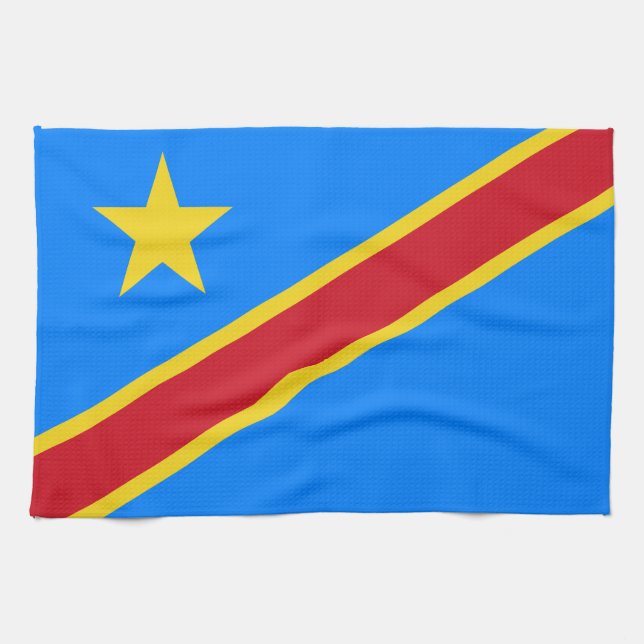 Congo Kinshasa Flag Tea Towel (Horizontal)