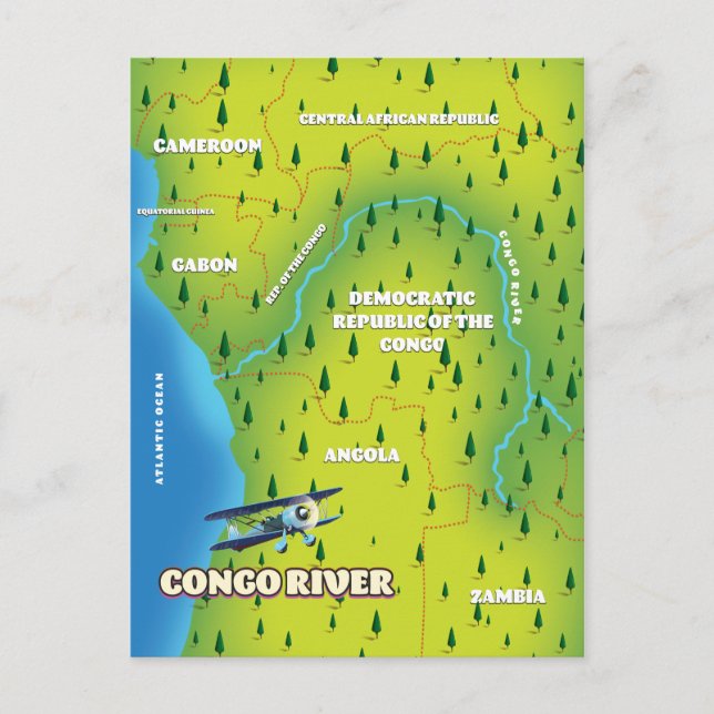 Congo River Beautiful vintage map Postcard (Front)