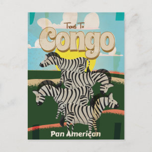 Congo Vintage Travel Poster. Postcard