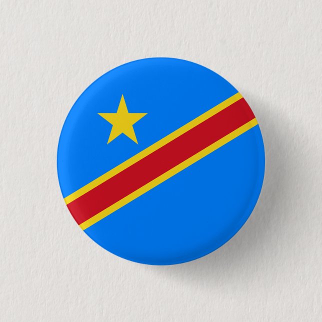 Congolese Flag, Flag of DR Congo 3 Cm Round Badge (Front)